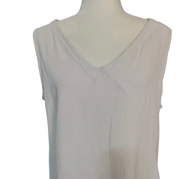 Oh My Gauze Light Gray Allie Cotton Top Asymmetrical Lagenlook Lightweight L XL - Picture 5 of 11